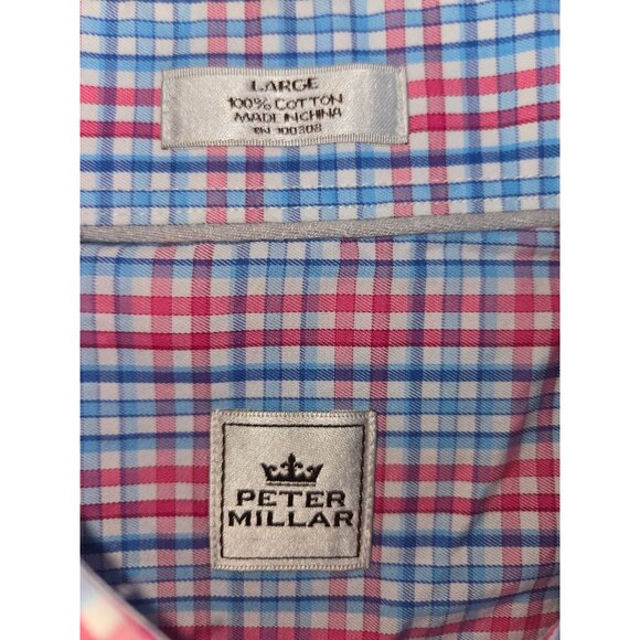 Peter Millar Mens Crown Plaid Dress Shirt Large - Picture 5 of 7